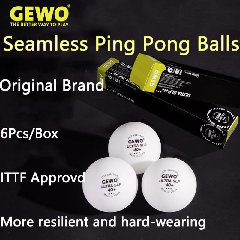 GEWO 3Stars 40+ GEWO ULTRA SLP Palline da ping pong senza soluzione di continuità Pallina da ping pong durevole per competizioni di allenamento Approvato ITTF 6 pezzi