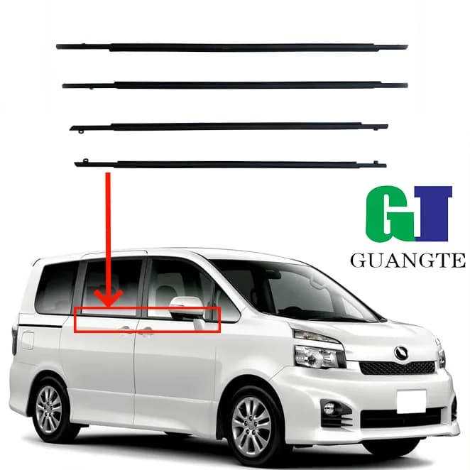 4PCS Window Outer Weatherstrip 68161-28070 for Toyota Noah/Voxy 2009-2014 Side Door Glass Rubber Belt Moulding Trim Sealing