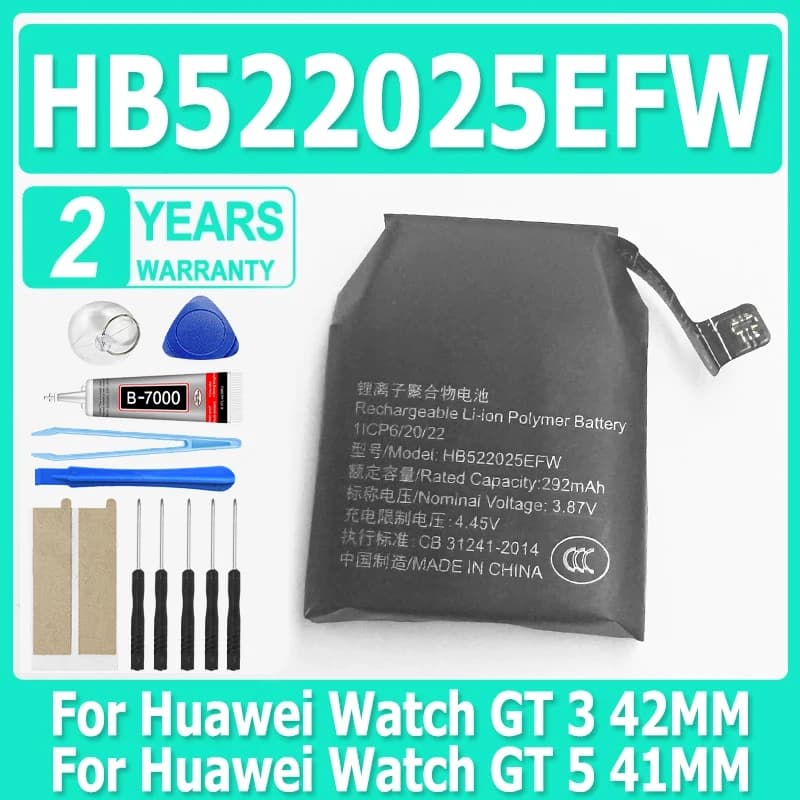 HB522025EFW Per Huawei Orologio GT 3 42MM GT 5 41MM HB522025EFW MIL-B19 Orologio di ricambio Batteria Orologio GT3 Smart Watch + Strumenti gratuiti