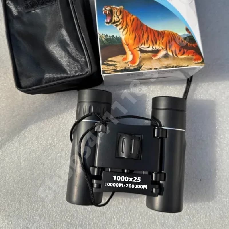 Binocolo Potente Portatile 1000X25 HD Zoom a Lungo Raggio BAK4, Telescopio Pieghevole per Visione Notturna, per Caccia e Campeggio