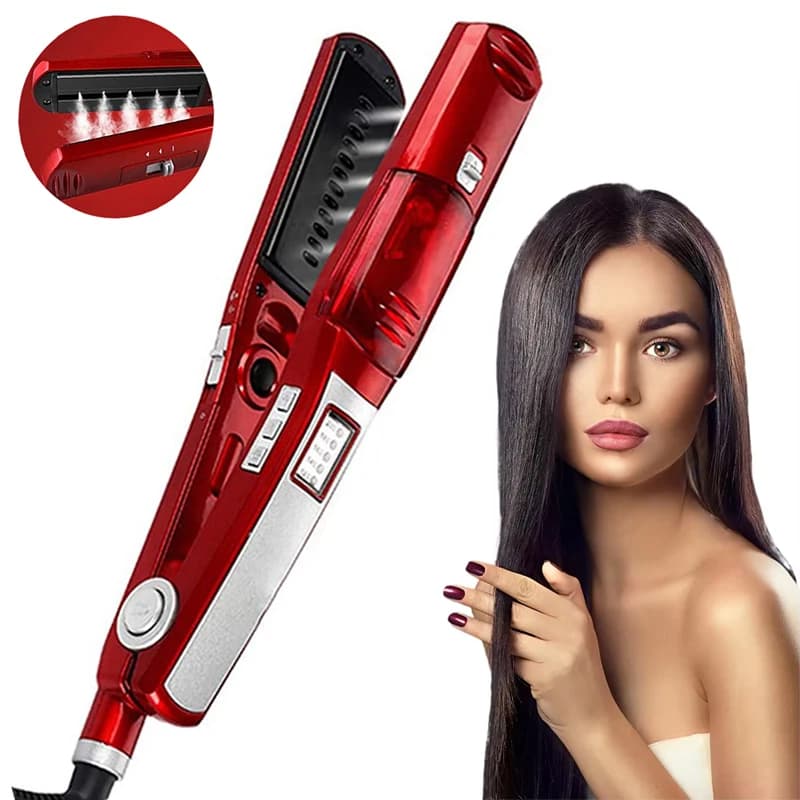 Moisturizing Portable Hair Plate, Dry and Wet Use 2 in 1, Professional Iron for Leasing and curling
