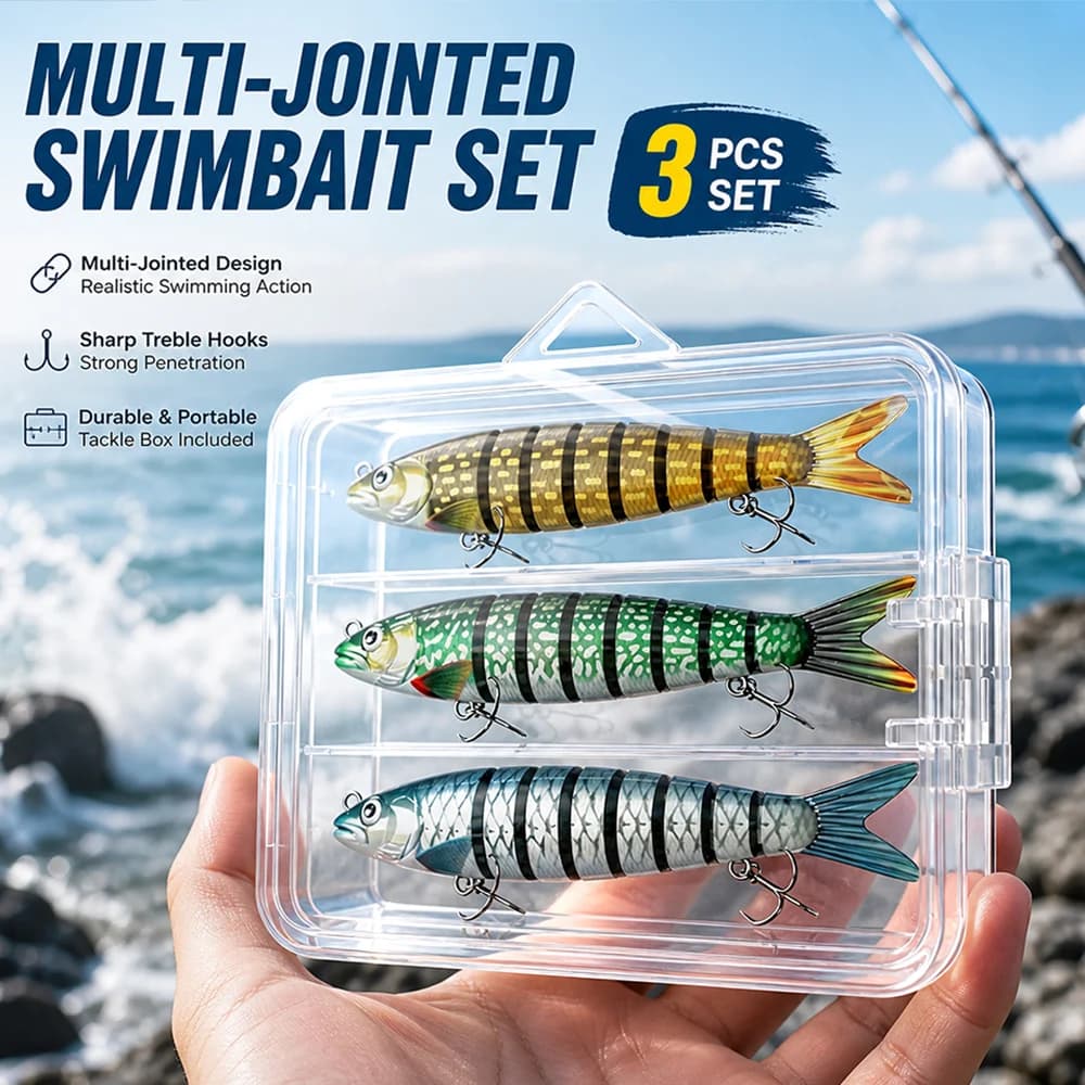 3 Pcs Multi Joint Hard Swimbaits 19g Sinking Bionic Pencil Lure Treble Hook Pesca Tackle for Trout Bass Salt Fresh Water