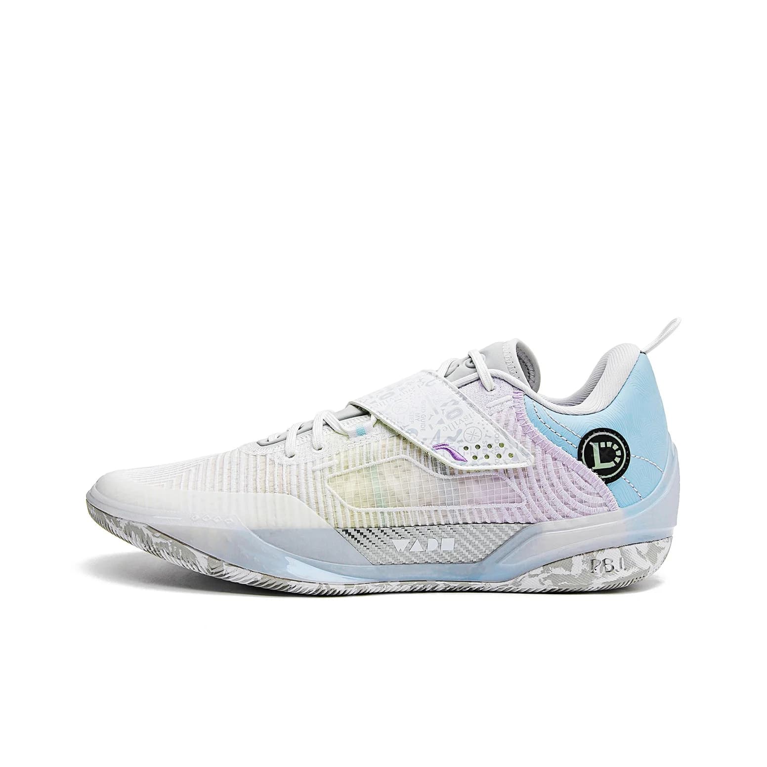 Li Ning Cushioning Abrasion Resistant Low top Carbon Plate Basketball Shoes Men's White Purple Blue ABAU031-17