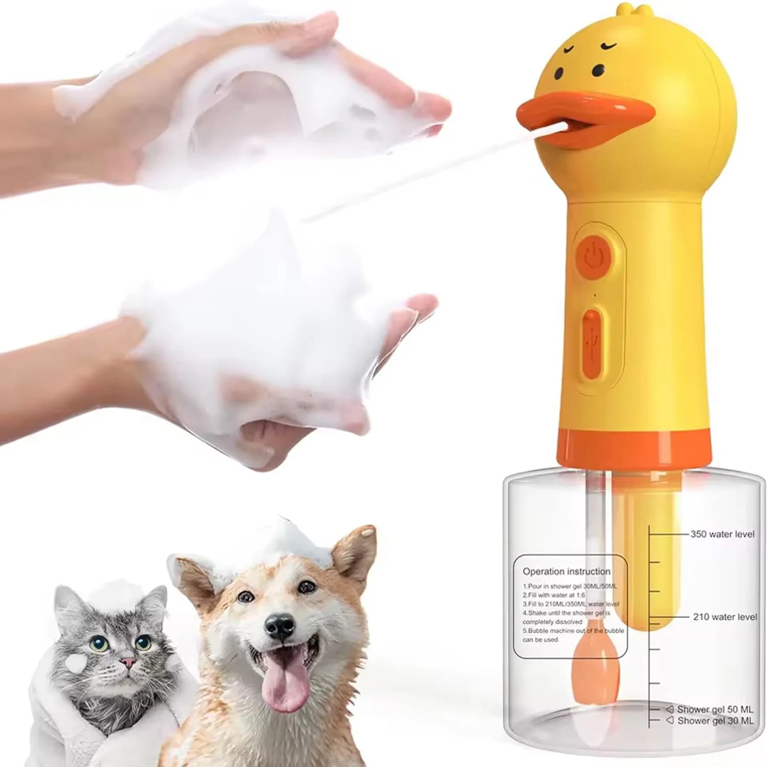 Dispenser automatico di sapone per macchina elettrica portatile per la pulizia del schiuma per cani per il bagno Bottiglia di miscelazione di shampoo ricaricabile