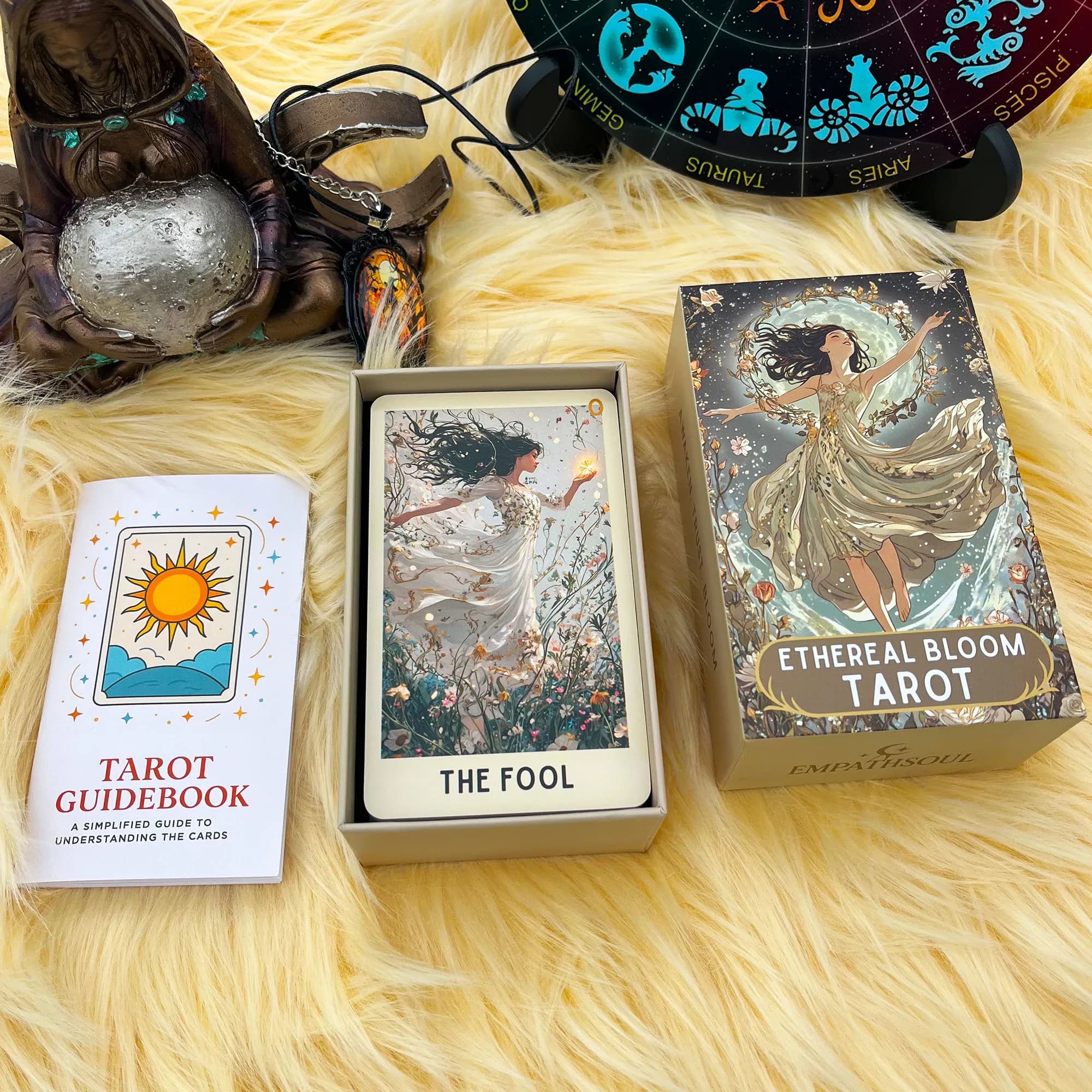 Mazzo di carte dei Tarocchi Ethereal Bloom, 78 carte, Tarocchi magici al chiaro di luna per l'autoconoscenza e la divinazione, Guida in inglese, 14+