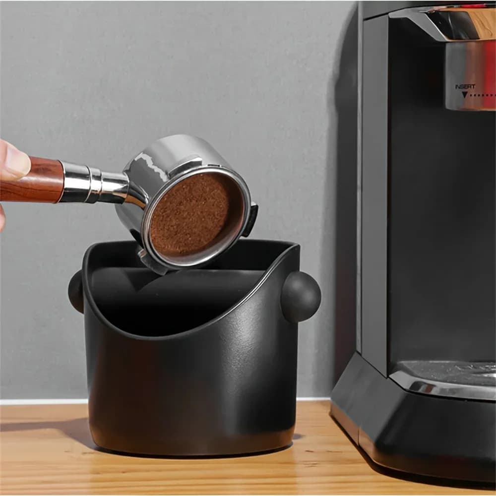 Shock-Absorbent Espresso Coffee Knock Box Anti-Slip Dump Bin with Removable Knock Bar for Coffee Grounds Waste Bin