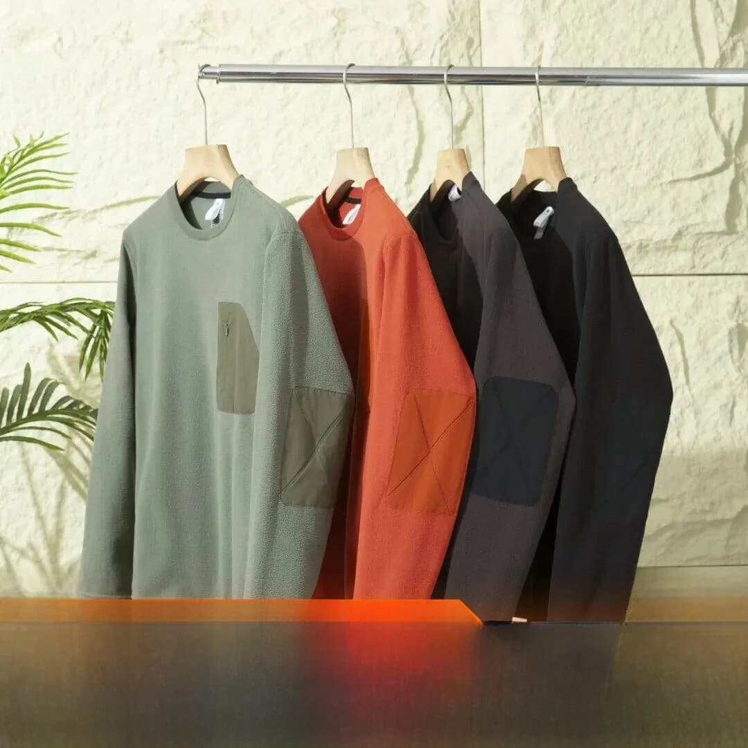 Warm Fleece Lined Outdoor Hoodie Couple Style Men's Standard Fit Long Sleeve round Neck Casual Shirt Polyester 100% Youth Aut...
