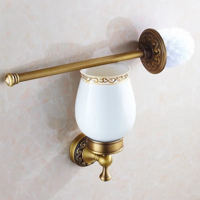 European Style Toilet Brush Set Antique Toilet Brush Holder Bathroom Hardware Accessories WC Cleaning Brush