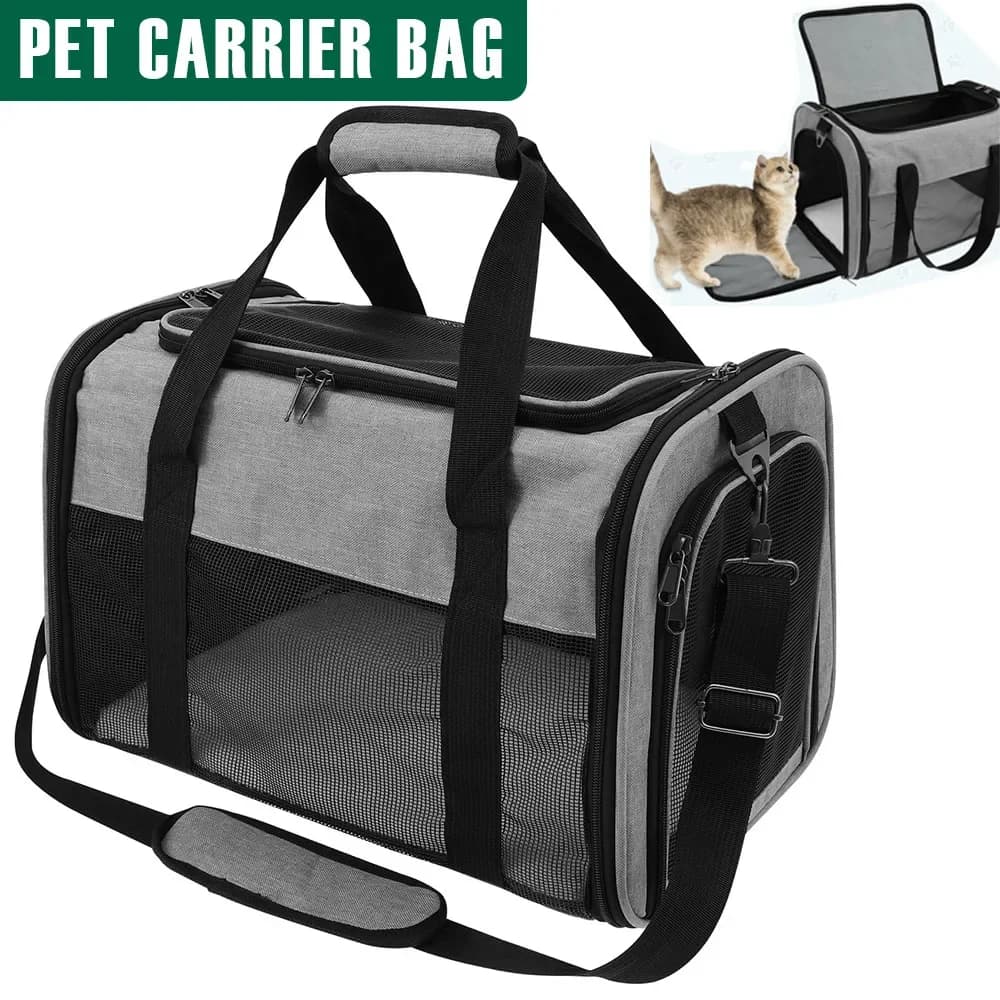 Borsa Trasportino Portatile per Animali Domestici in Tessuto Oxford Traspirante con Tracolla, Borsa da Viaggio per Gatti, Accessori per Animali
