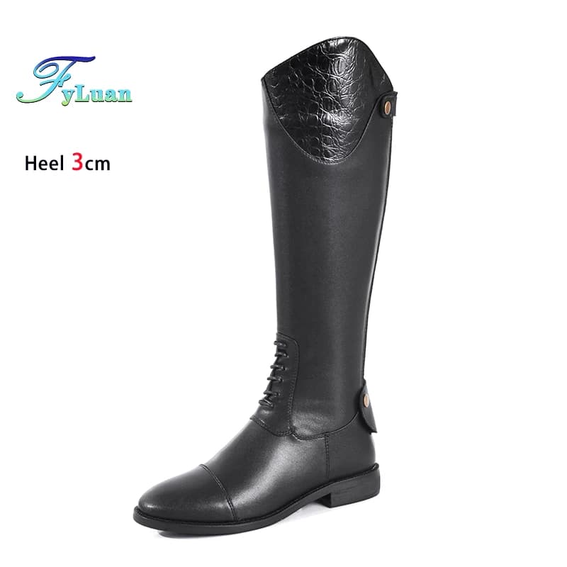 Retro Horse Riding Boots Comfort Low Heel 3CM Knee Boots Spring Autumn for Women Size Large 47 48 Winter Shoes