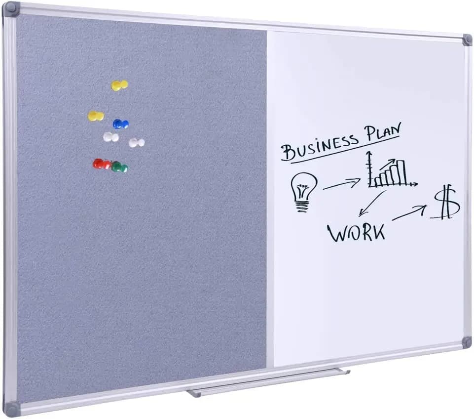 Lavagna Magnetica Combinata 48x36 Pollici - Lavagna Cancellabile a Secco e Bacheca per Ufficio, Aula, Casa