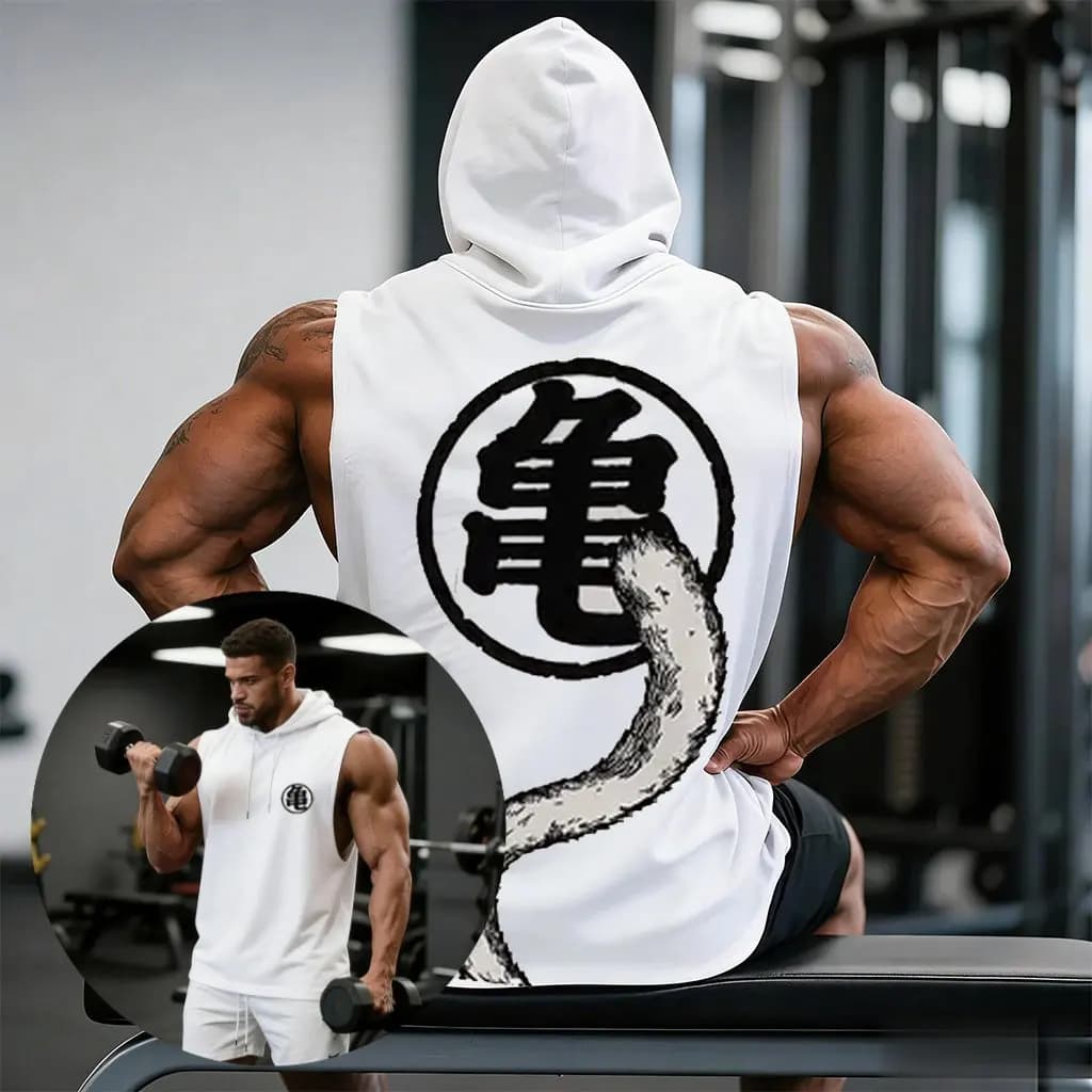 Canotta Uomo Dragon Ball Anime 2026 Oversize Casual con Cappuccio Senza Maniche T-Shirt Streetwear Grafica Estiva Y2K