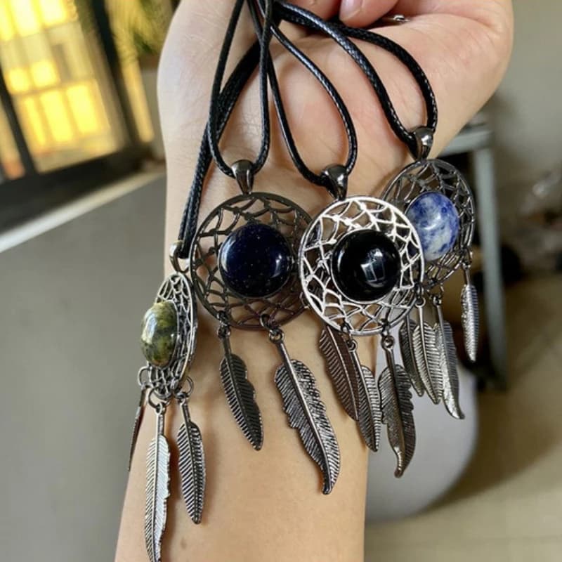 28x68mm 1PC Natural Stone Pendant Agate Crystal Stone Dream Catcher Pendant Women Ethnic Style Jewelry DIY Necklace Earrings