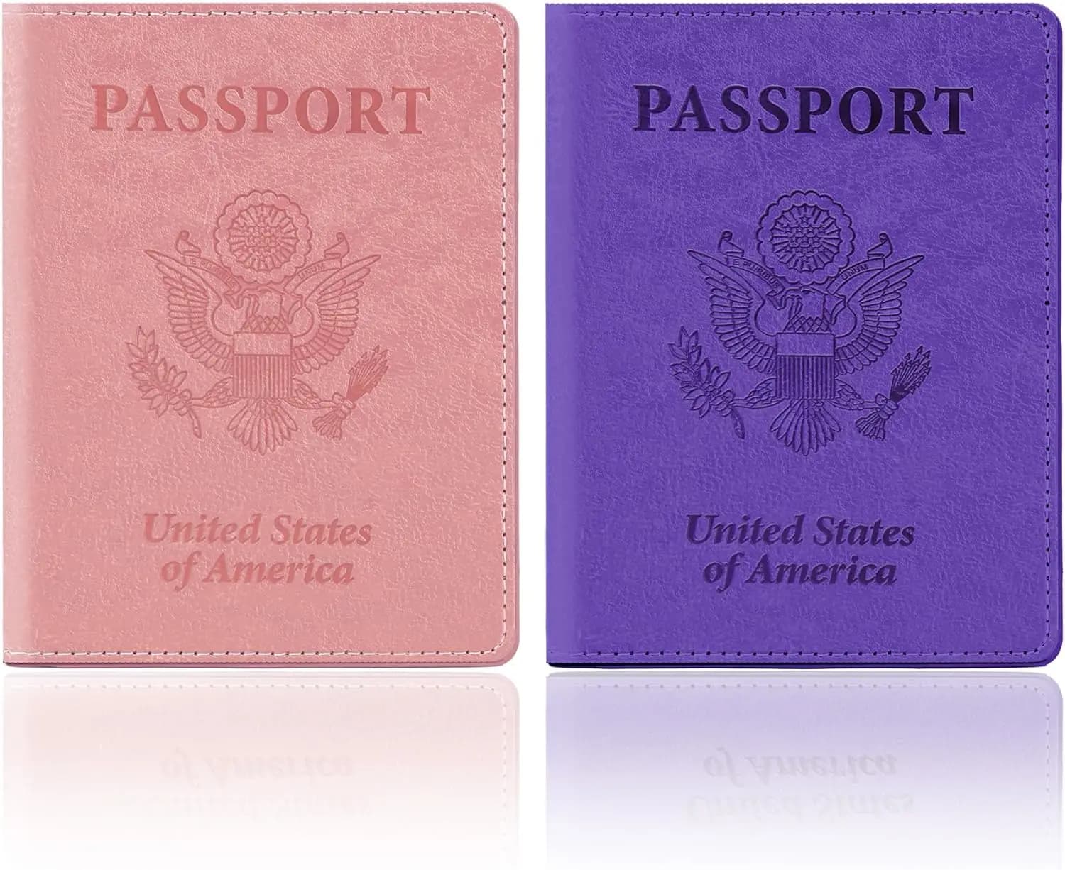Set porta passaporto rosa e viola per viaggi, 2 pezzi, custodia portafoglio essenziale, regali per donne e uomini