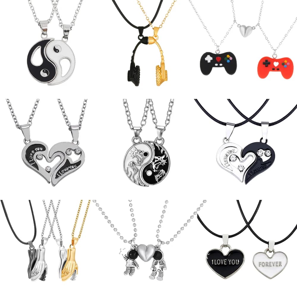 Collana con ciondoli a puzzle per migliori amici, con lucchetto e chiave, a forma di cuore Tai Chi, per donne e uomini, idea regalo.