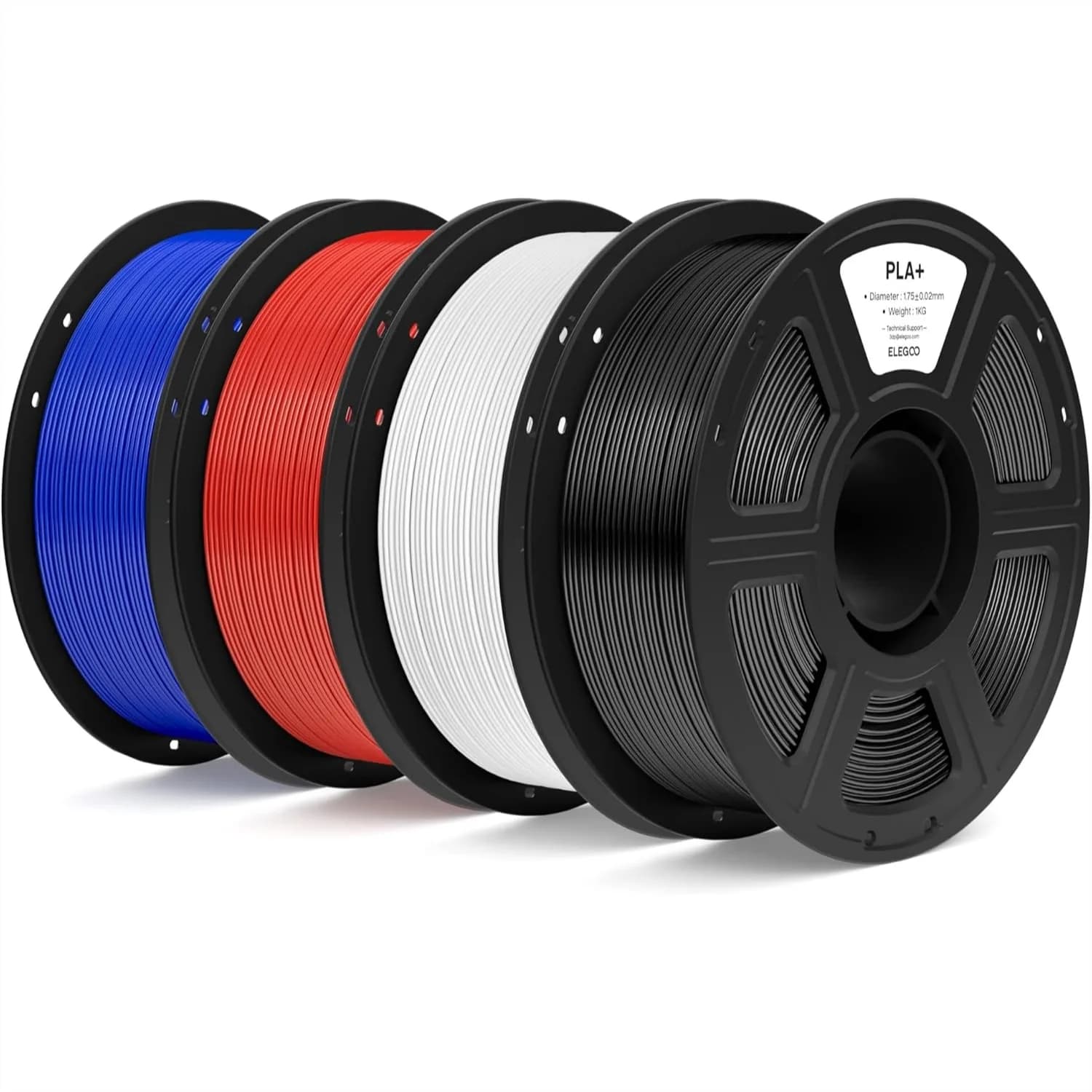 Filamento PLA+ ad Alta Resistenza 1.75mm, Confezione da 4 Bobine da 1kg Ciascuna, Forza e Resistenza agli Urti Migliorate per Stampanti 3D FDM