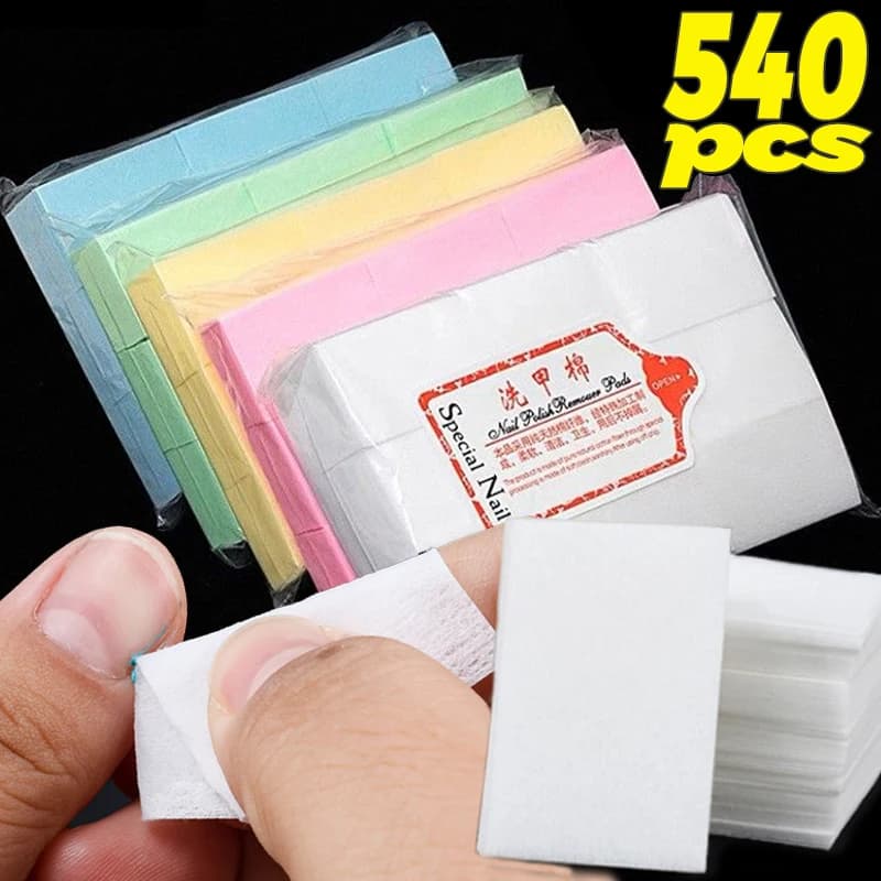 540pcs/pack Nail Cotton Polish Remover Wipes Gel Clean Manicure Napkins Lint-Free Wipes Cleaner UV Polish Paper Pads Nail Tools