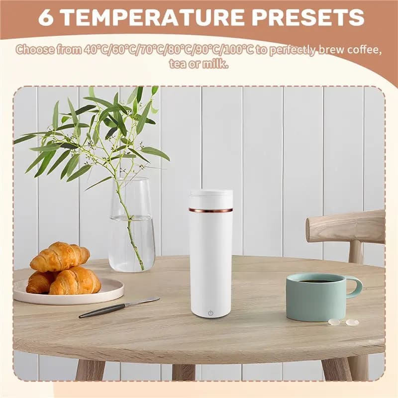 [NEW!A67Z】 Mini Electric Kettle Portable Electric Kettle With6 Variable Presets, 500Ml, 316 Stainless Steel, Auto Shut-Off EU Pl