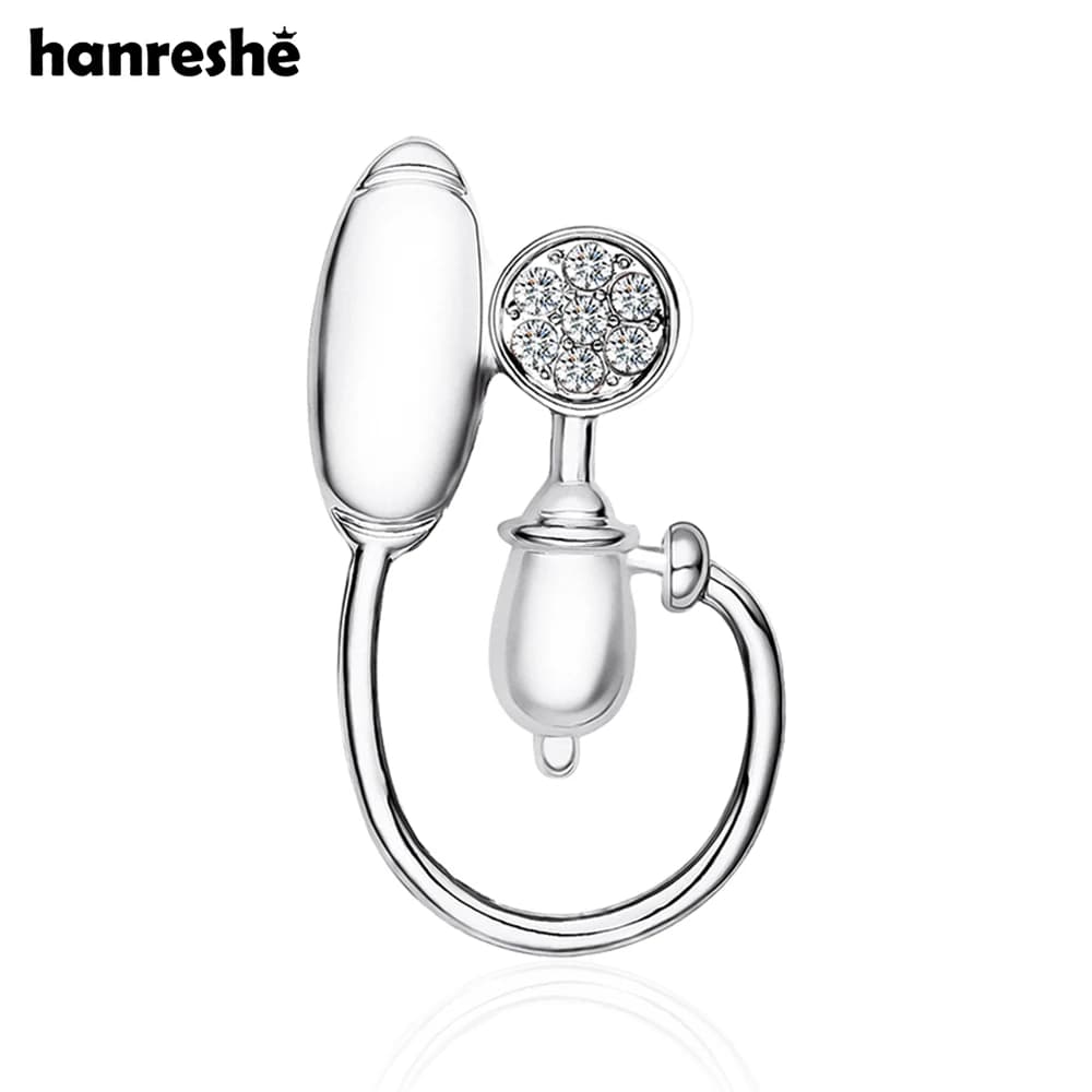 Hanreshe Medical blood pressure monitor Spilla with inlaid crystal pendant Lapel badge Medical gift medicines nurses
