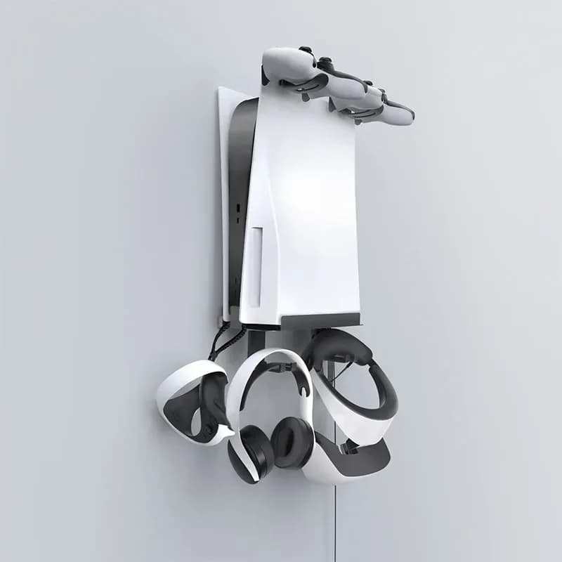 Staffa di archiviazione montata a parete per console PS5 Supporto da parete multifunzionale in metallo Gancio per cuffie PS VR per accessori Playstation 5