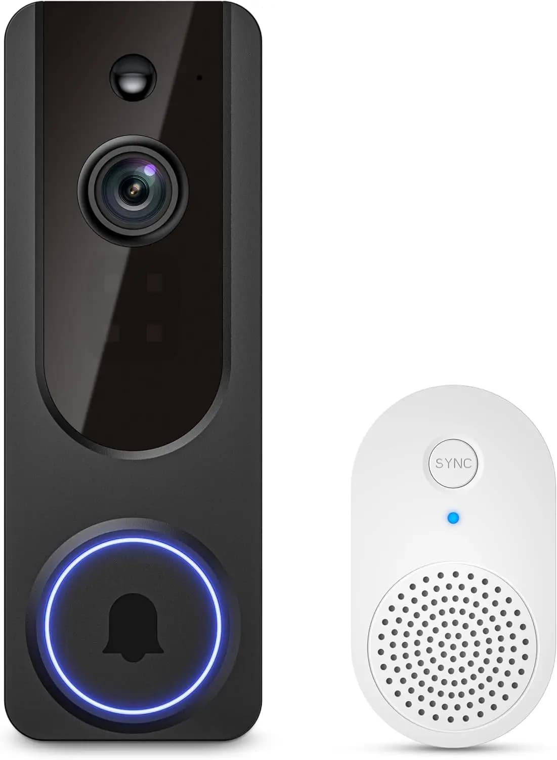 Wireless Doorbell with Camera and Internal Receiver, Battery Powered, People and Movement AI Detection, Bidirectional Communication, Night Vision 1080P