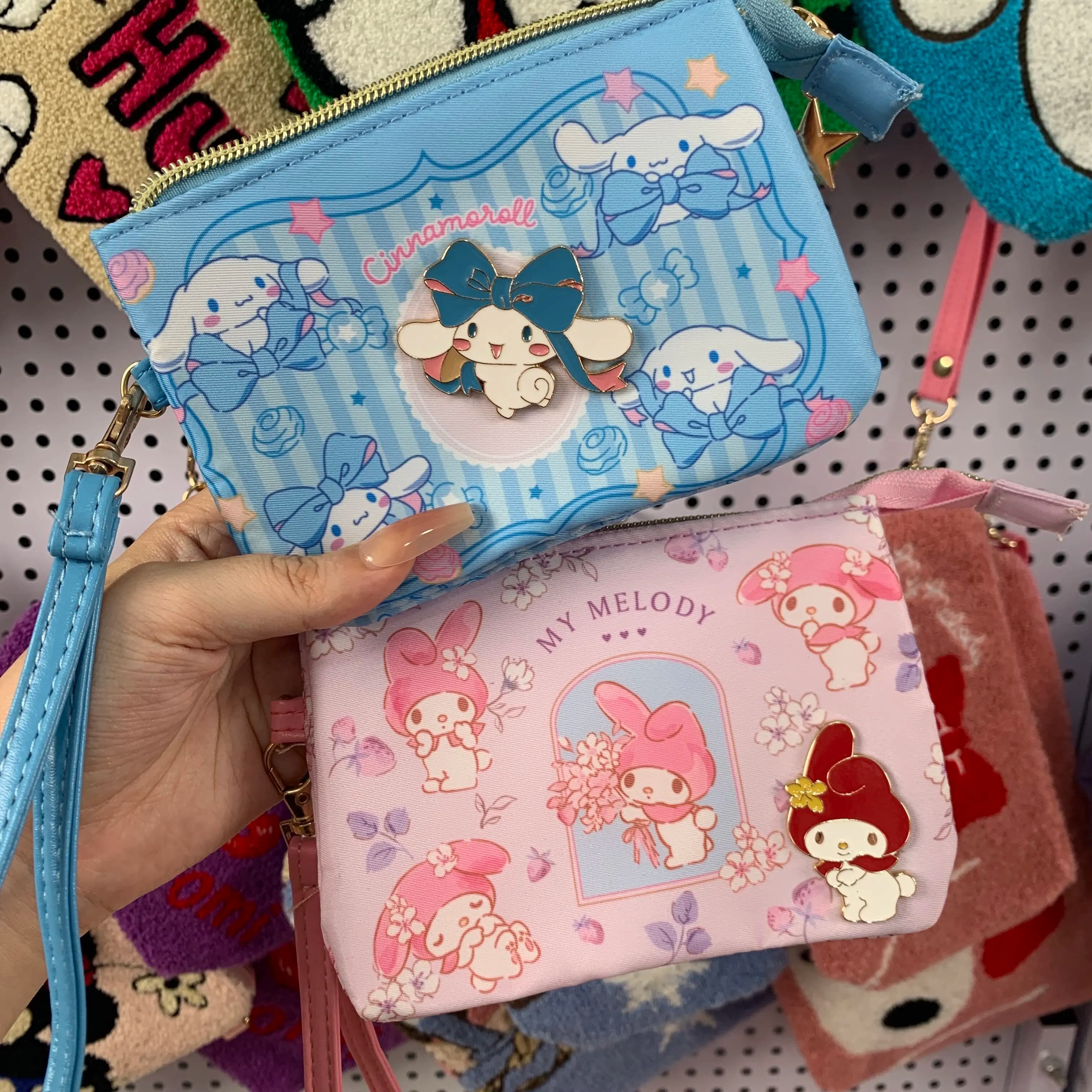 Hellokitty Kuromi My Melody Five Layer Passport Holder Card Holder Multi Functional Storage Bag Travel Coin Cosmetic Organizer