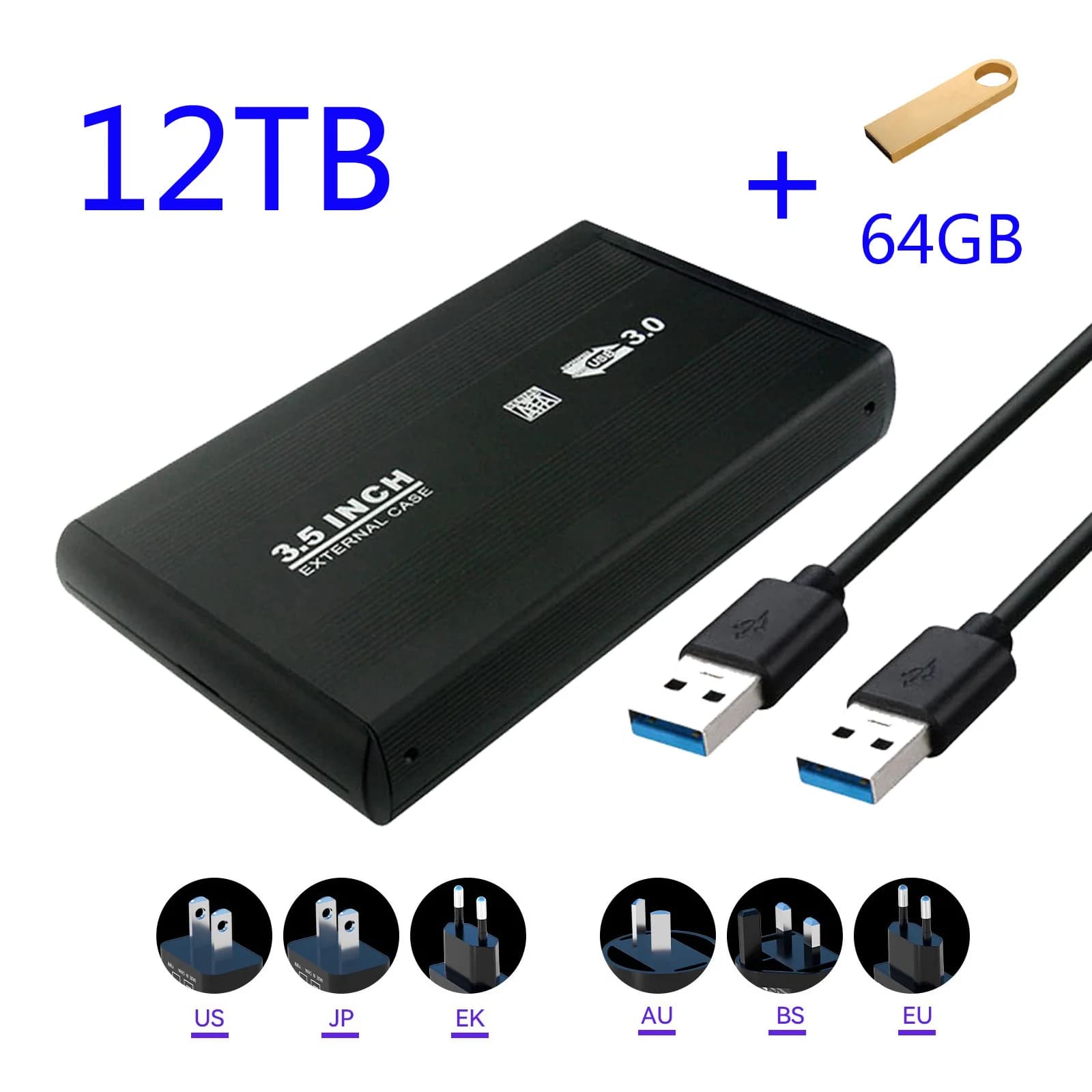NEW 12TB Large Capacity 3.5“ External Hard Drive USB3.0 Shockproof Portable Storage Disk Send USB flash drive