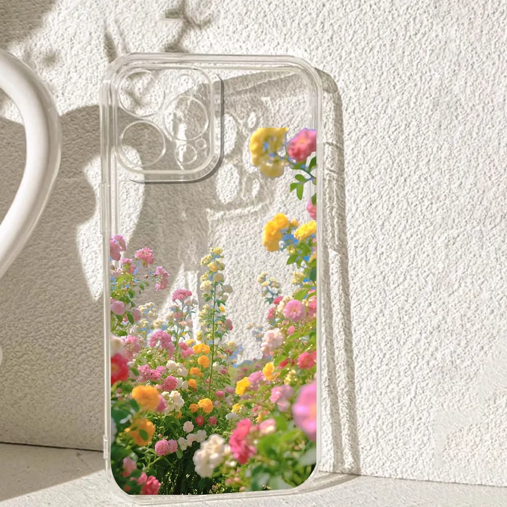Custodia per telefono in silicone con stampa fiori nella primavera per IPhone 17 16 15 14 13 12 11 Pro Xs Max Air Mini 7 8 6 6s Plus SE 2020 2022 Cover