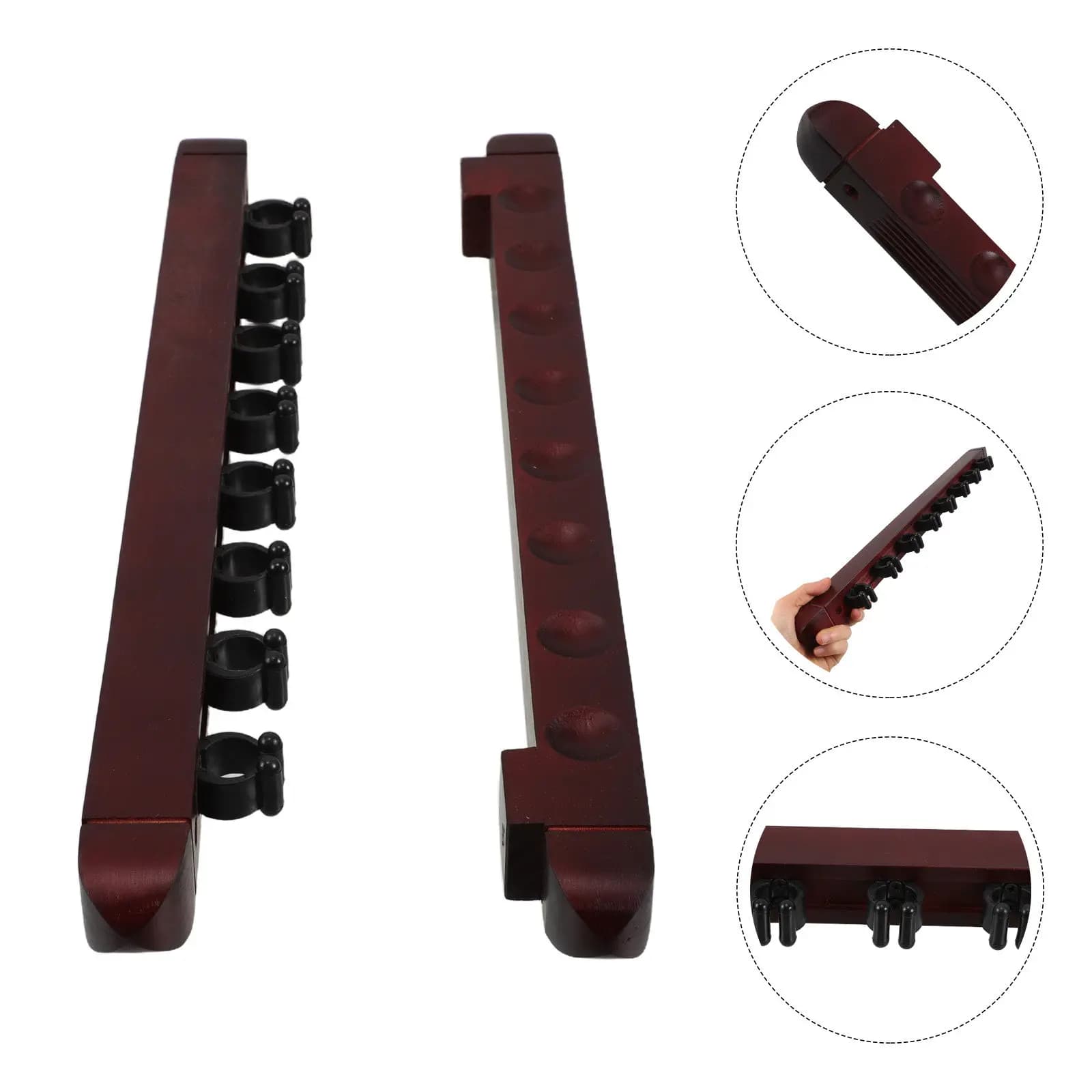 Set di 8 Supporti da Parete in Legno per Stecche da Biliardo, Espositore per Stecche da Pool con Finitura Elegante in Stile Romano