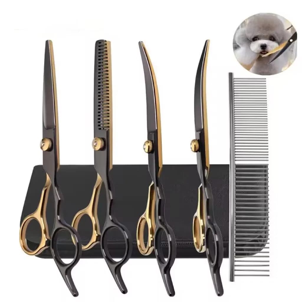 Kit di forbici per toelettatura per animali domestici da 6,5 pollici Set di forbici per diradamento peli di gatto Forbici per cani Blackgold