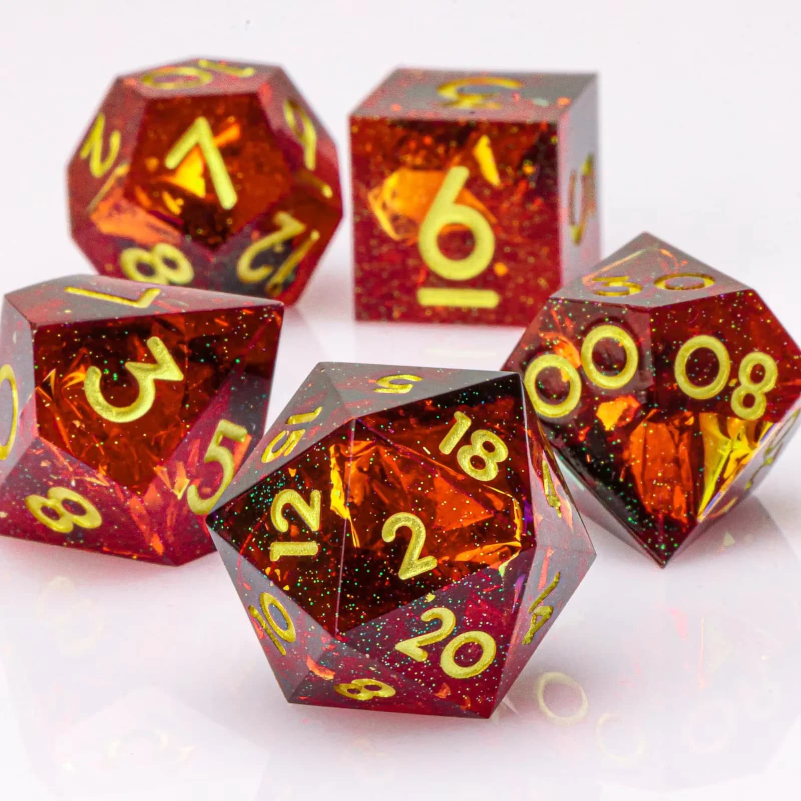 Set di Dadi DND con Bordi Affilati, Fatti a Mano, 7 Accessori per Giochi di Ruolo Dungeons and Dragons, Dadi Poliedrici in Resina Multifaccettati
