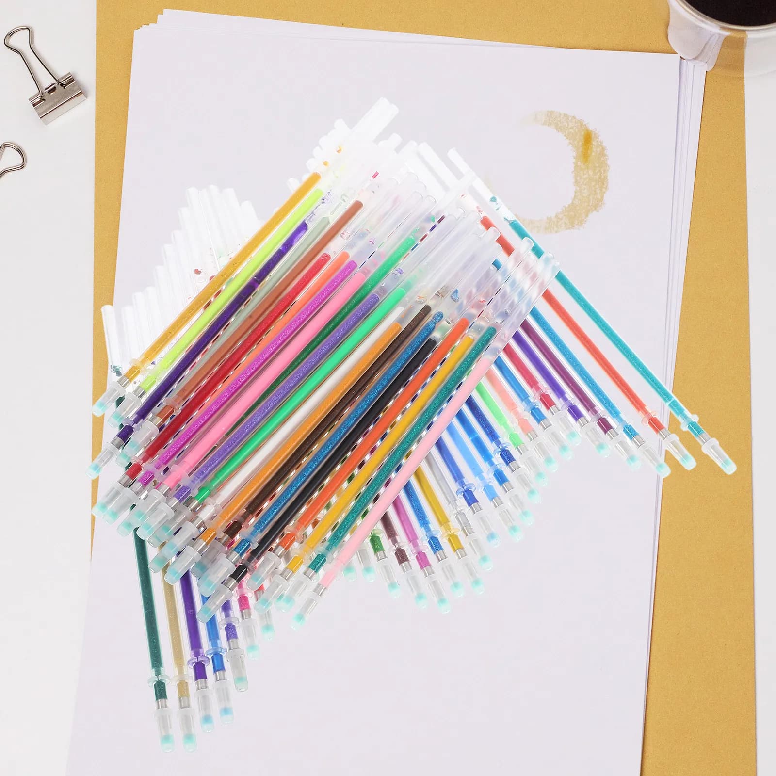 60 pezzi di ricariche per penne gel, penne con inchiostro colorato e glitter, punte di ricambio per scrittura, disegno, colorazione, cancelleria per scuola e ufficio