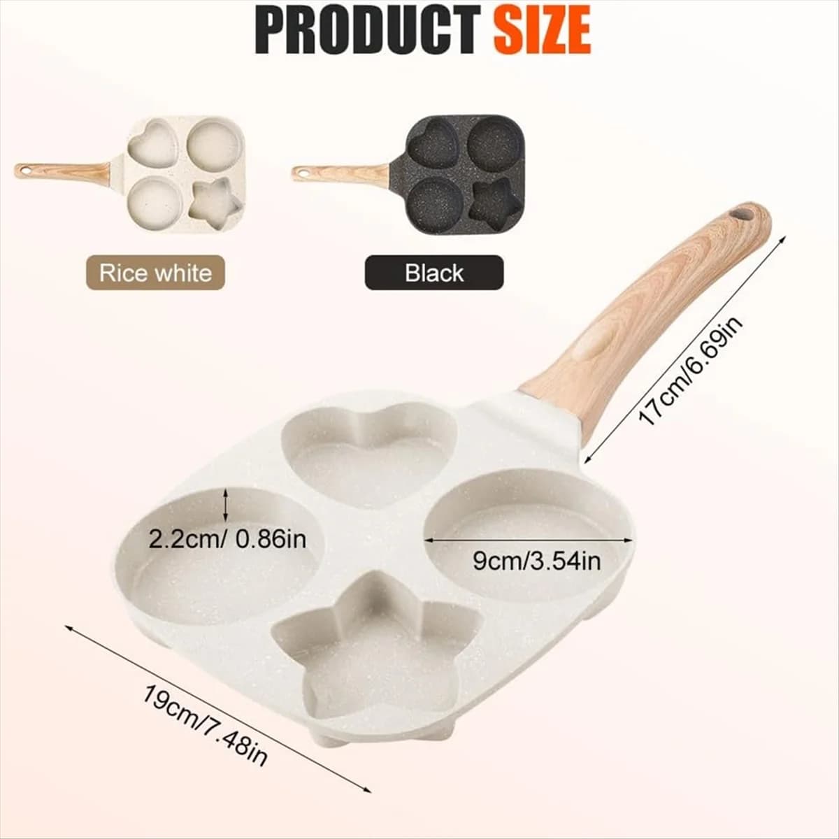 ABYA Non-stick egg pan, Multi-form breakfast pan, Detachable kitchen pan for stove, Cute pancake pan for families White