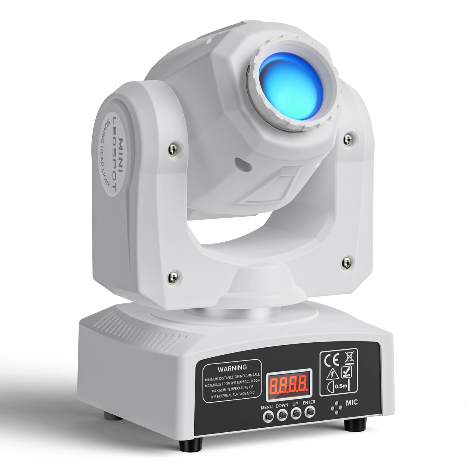 U'King Mini Spot Luce a testa mobile Bianco 60W RGBW LED Gobos Fascio di luce da palco DMX512 Telecomando per Bar Party Disco Show