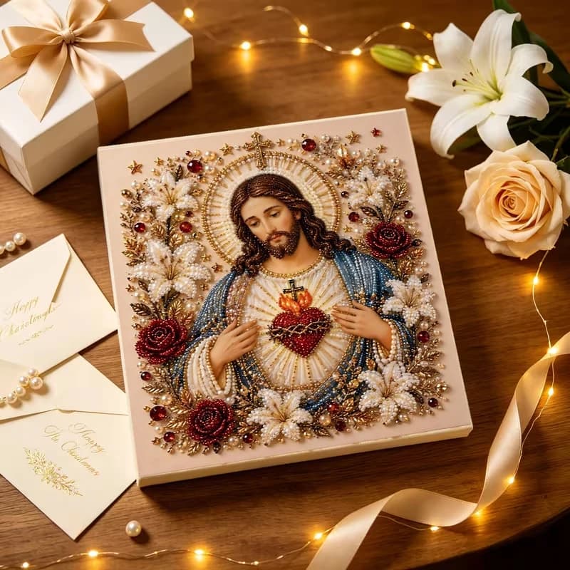 Diamond Painting with Frame, Angel Figure Design, Pearl Diamond Painting, Pearl Rhinestone Religious Figurine Diamond Painting,