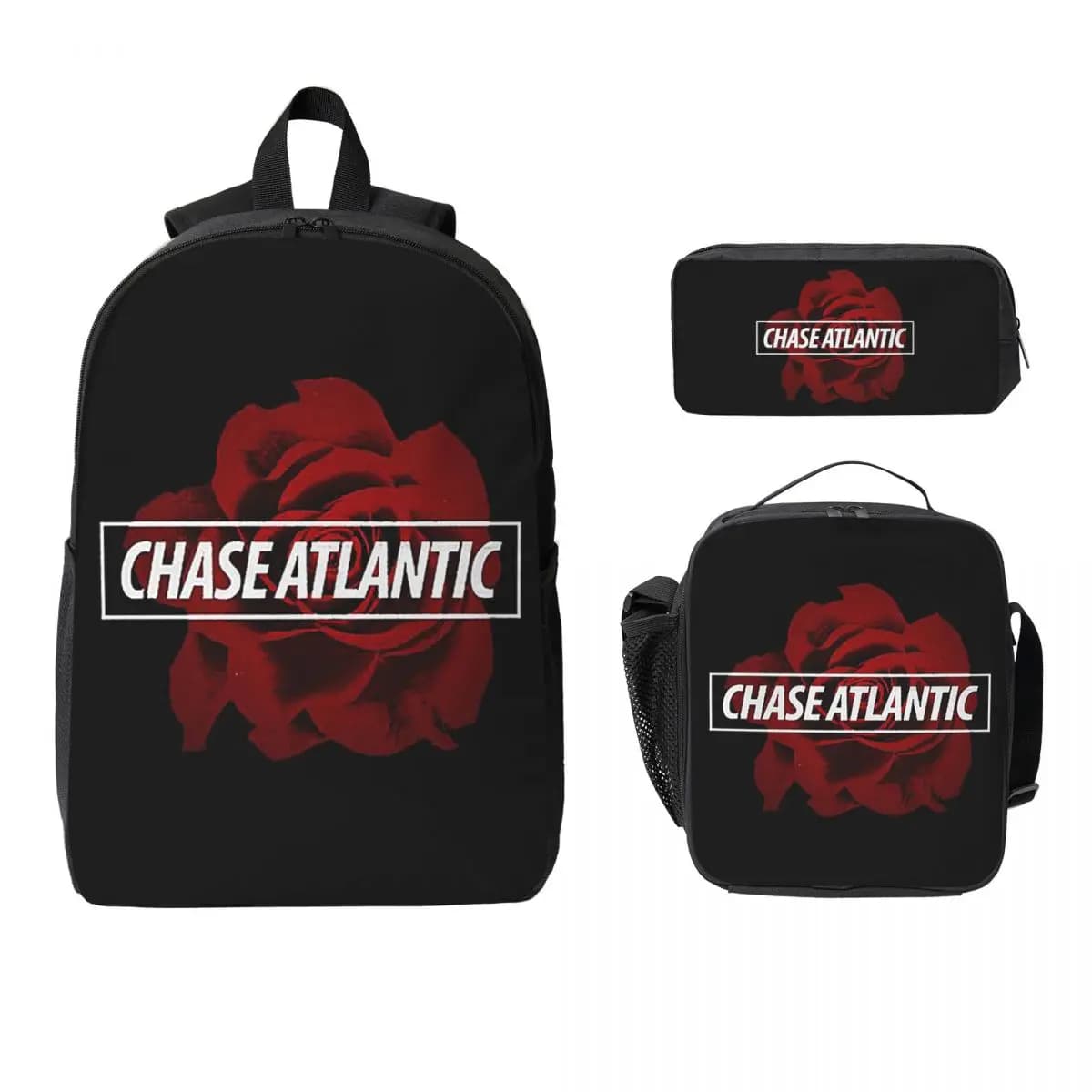 Chase Atlantic Rose Logo Backpack Boys Girls BookBag School Bag Computer Shoulder Bags 3ps Insulated Lunch Bag Pencil Case