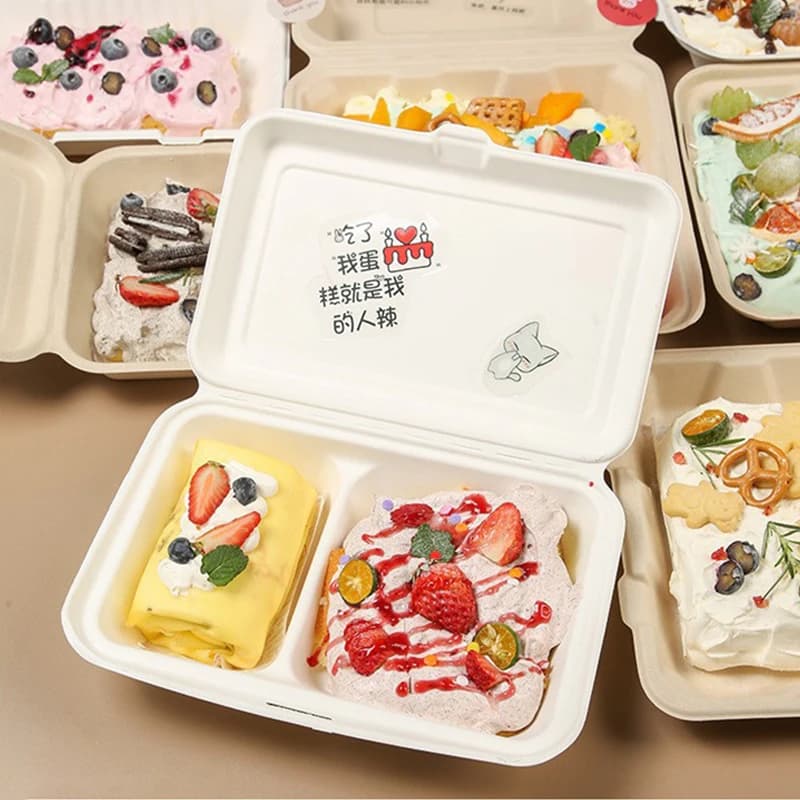 10 pz imballaggio usa e getta Lunchbox verdura insalata di frutta Bento scatole Dessert torta contenitori per alimenti scatole per hamburger per Picnic