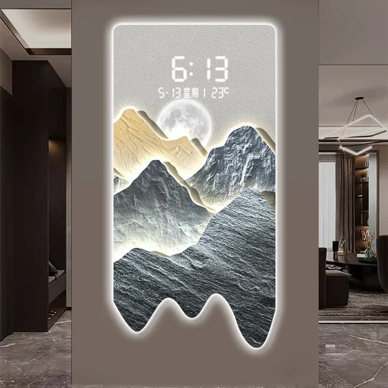 Orologio digitale nordico classico fantasia Lampada da parete Design Designer Orologio digitale moderno Design di lusso Horloge Murale Room Decor