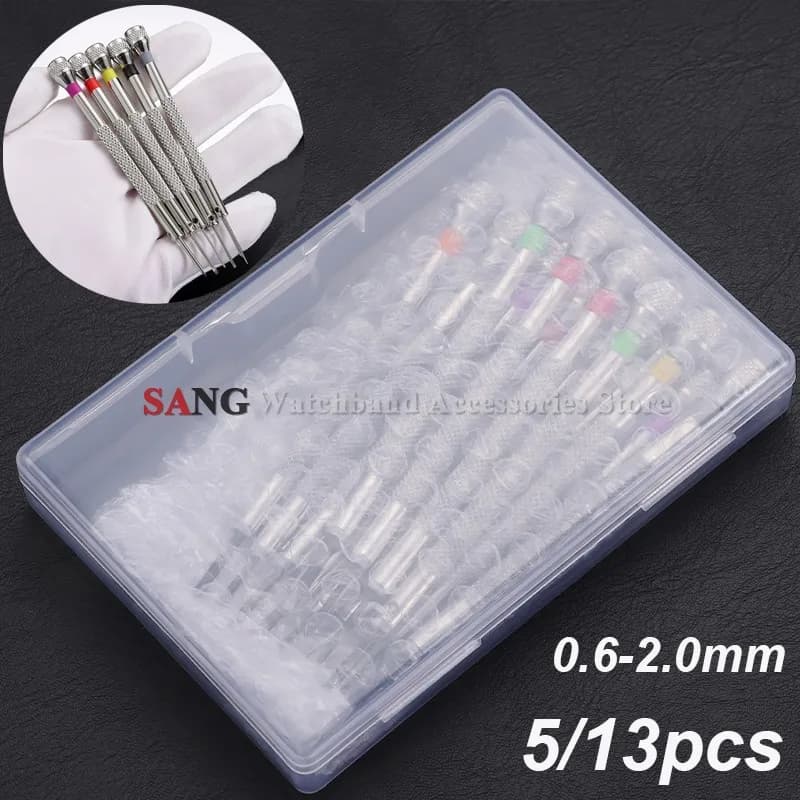 Set di 5/13 Cacciaviti in Acciaio Inox per Riparazione di Orologi, Occhiali e Gioielli, Kit Cacciaviti a Testa Piatta 0.6-2.0mm