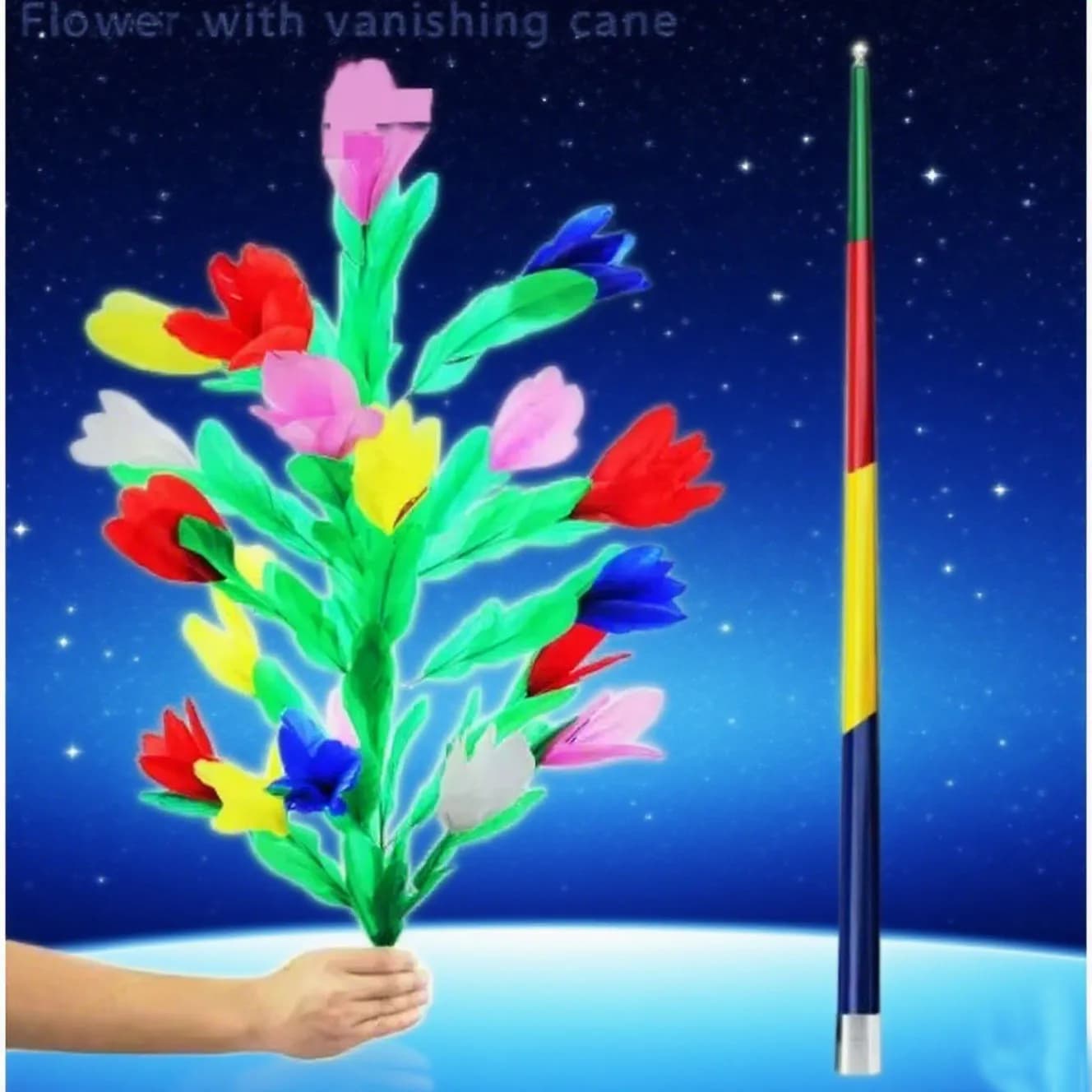 Canna da fuga per fiorare (21 fiori) Trucchi magici Canna da fuga in metallo Fiore da palcoscenico Commedia Magia Prop Illusione magica classica