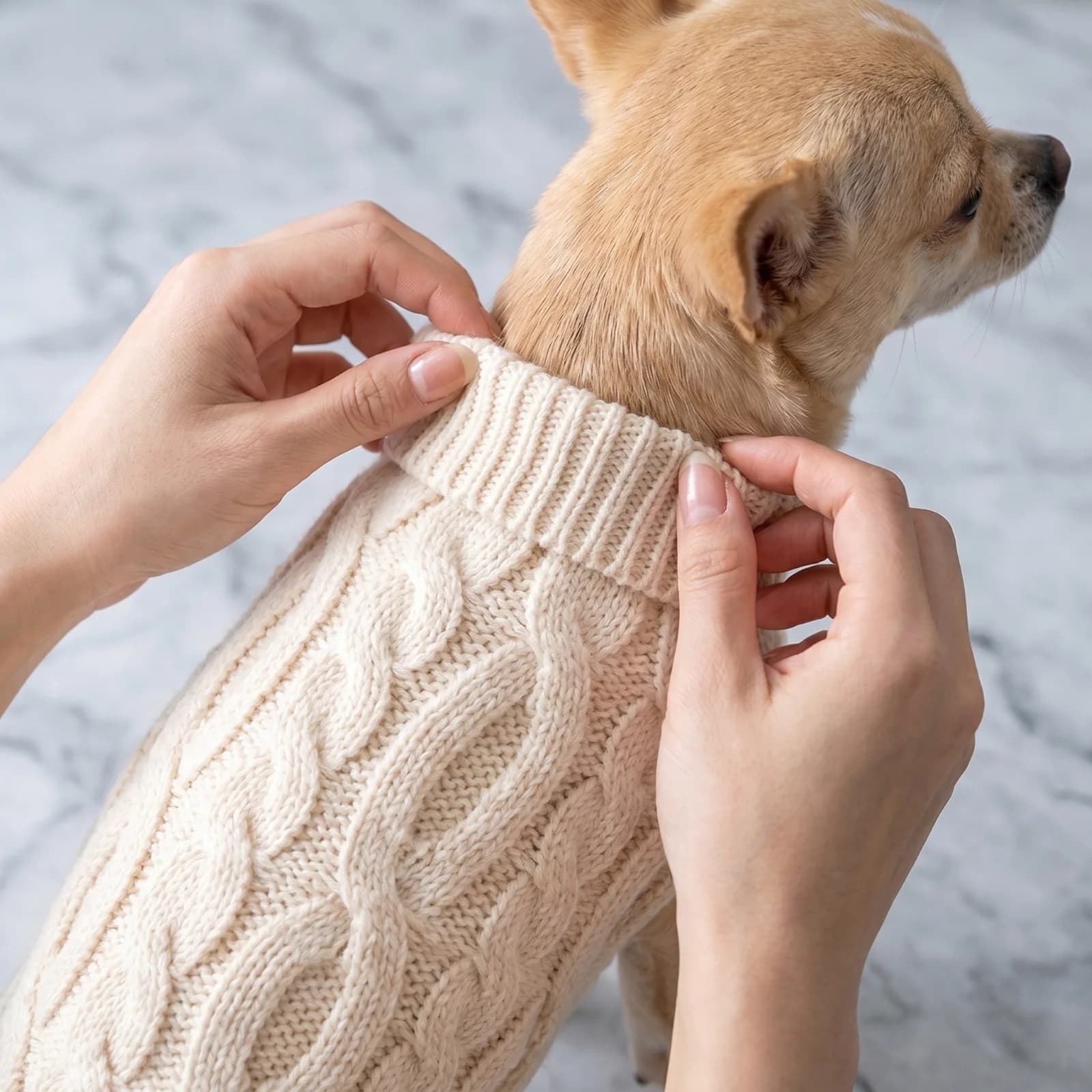 Maglione per cani a tinta unita con lavorazione a torsione, caldo e confortevole, ideale per il freddo.