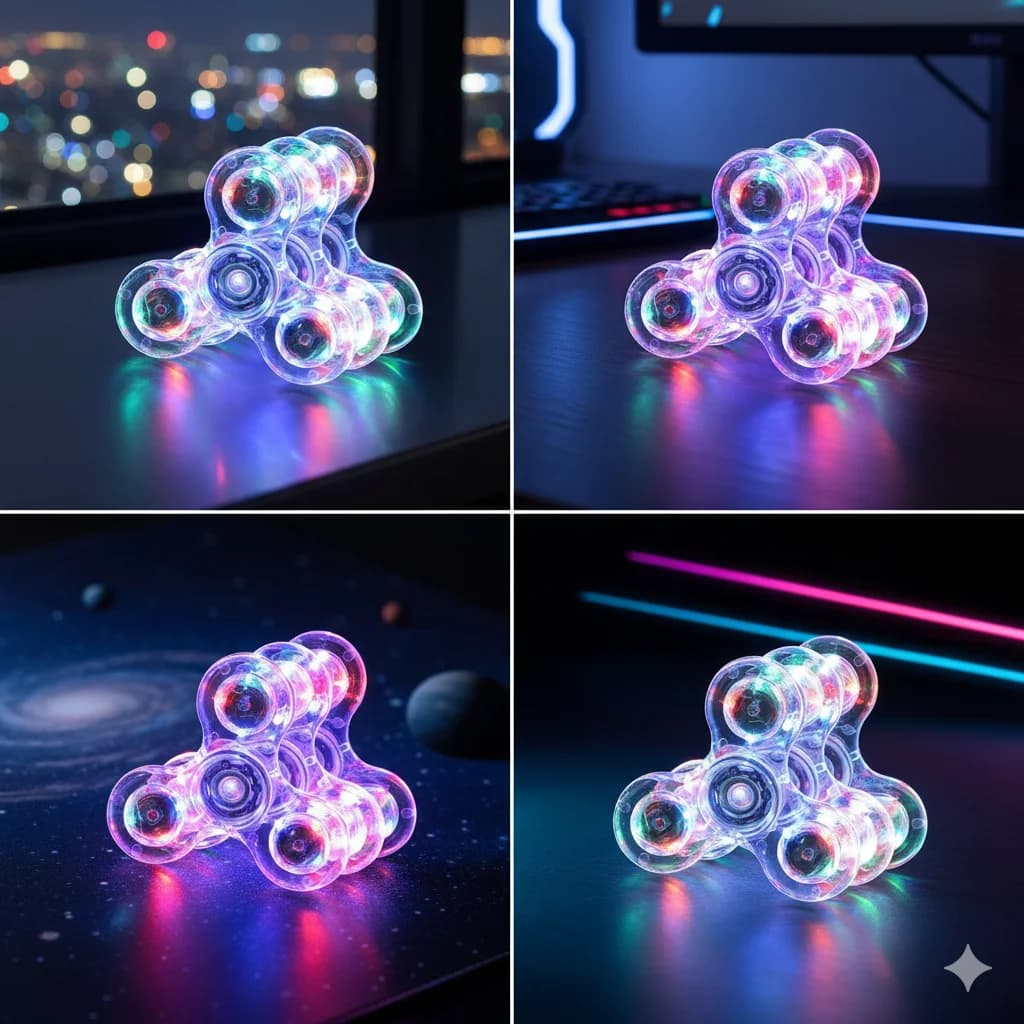 Cristallo luminoso LED Fidget Spinner Mano superiore Bagliore nel buio EDC Giocattoli antistress Giroscopio cinetico per bambini Adulti