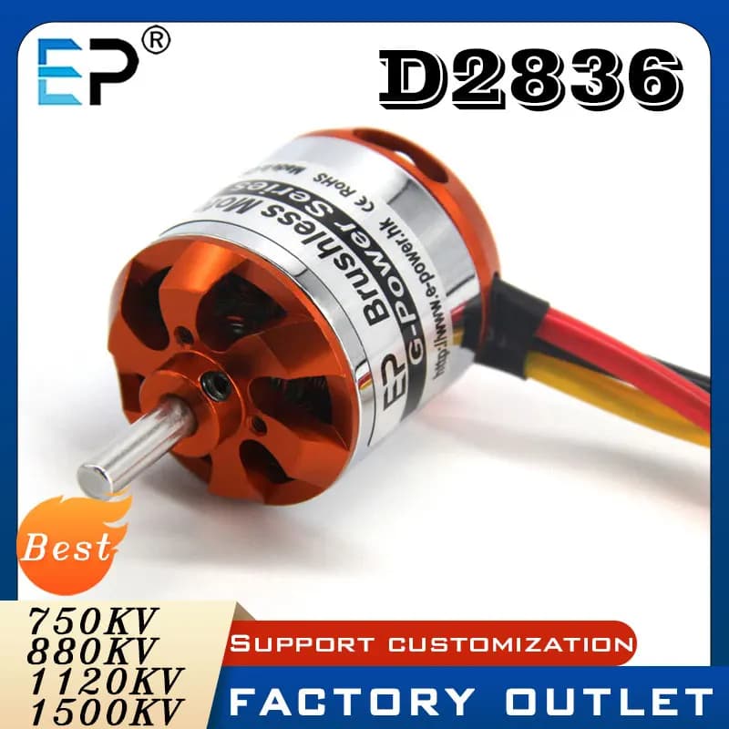 Parti del motore brushless E-Power D2836 750KV 880KV 1120KV 1500KV 2-4S per motori per aerei ad ala fissa per elicotteri RC Accessori giocattolo
