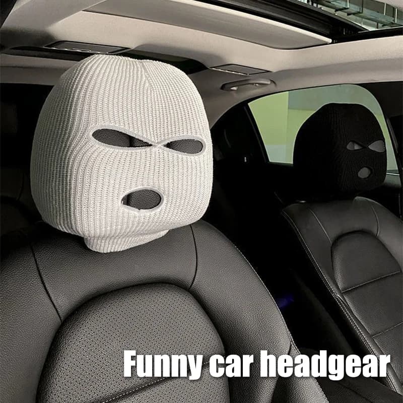 Copri Poggiatesta Auto a Forma di Maschera da Sci, Protezione Antipolvere, Accessorio Divertente per Interni Auto