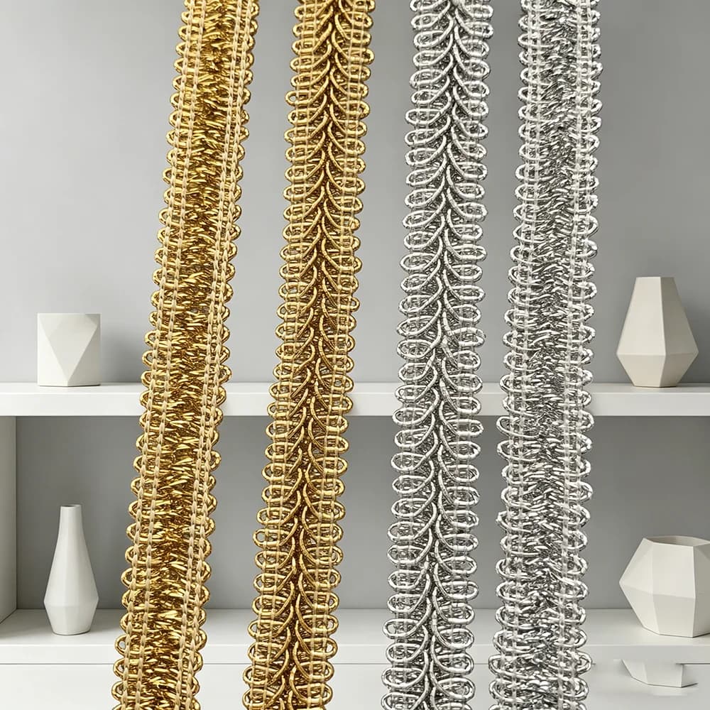 5m/16.4ft Each Pack Curtain Centipede Laces Trims Curve Wave Gold Handmade DIY Craft Sewing Dresses Ribbons Webbing Decoration