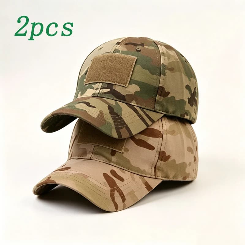 2Pc Full Fabric Baseball Cap Unisex, Adjustable Velcro Strap, Quick Dry Breathable Moisture Wicking Sports Hat for Outdoor Activ
