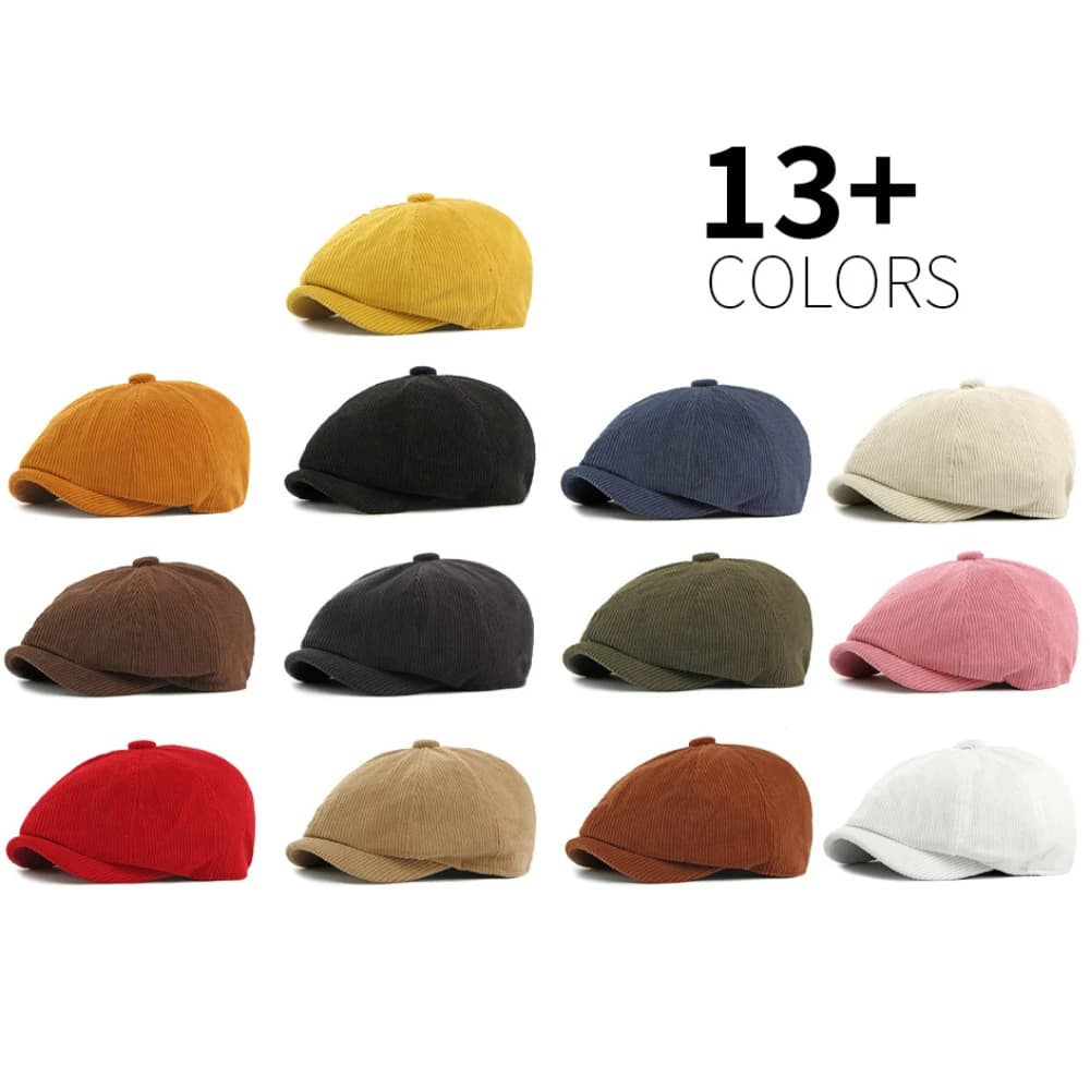 HT5031 Berretti Vintage Artista Pittore Berretto Cappello Maschio Femmina Piatto Ottagonale Regolabile Primavera Autunno Inverno Berretto di Velluto a Coste