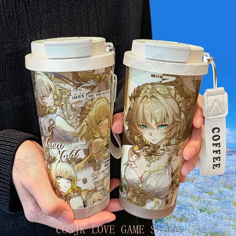 Anime Aglaea Honkai:Star Rail 316 Thermos Stainless Steel Bottle Water Bottle Anime Water Cup Straw Water Cup Large Capacity Coffee Cup