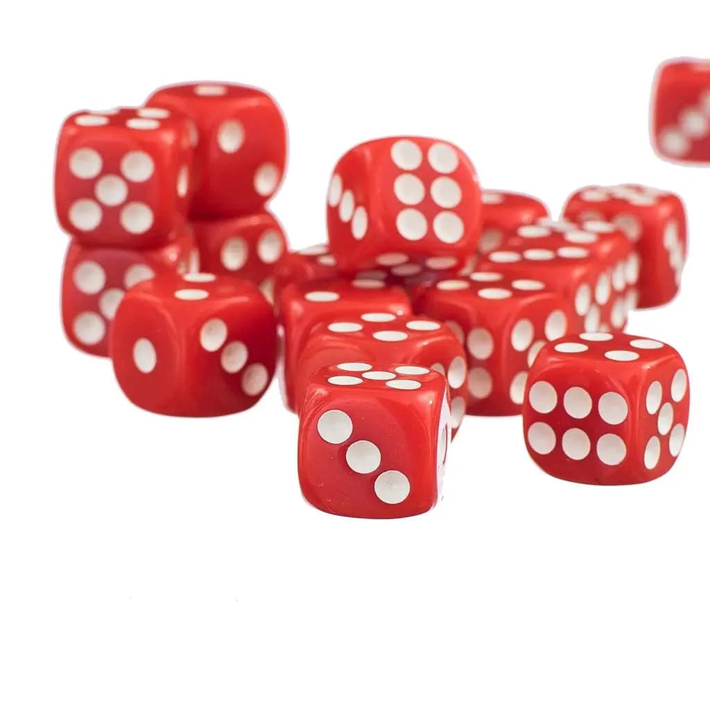 Set di Dadi Poliedrici Multifaccia in Acrilico Rosso, 50 Pezzi D6, Cubi per Giochi da Tavolo e RPG