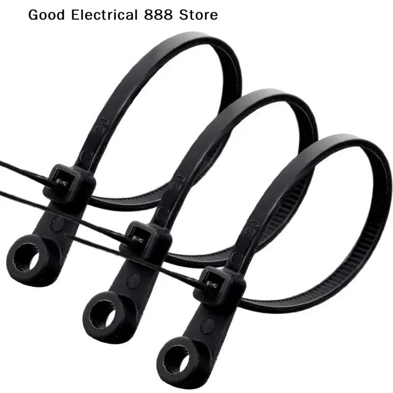 【GE】 100 fascette fermacavi con foro per vite, riutilizzabili, in nylon, autobloccanti, per cavi, cinghie di fissaggio, organizer per ufficio